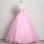 Élégant Rose Bonbon Robe De Bal 2019 Princesse V-Cou Fleur Perlage En Dentelle Appliques Sans Manches Dos Nu Longue Robe De Ceremonie