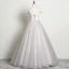 Élégant Gris Robe De Bal 2019 Princesse Encolure Dégagée Perle Faux Diamant Appliques En Dentelle Fleur Sans Manches Dos Nu Longue Robe De Ceremonie
