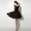 Chic / Belle Noire Robe De Cocktail 2018 Robe Boule Cristal Paillettes Dentelle Encolure Carrée Sans Manches Courte Robe De Ceremonie