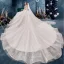 Charmant Ivoire Robe De Mariée 2019 Robe Boule V-Cou Noeud En Dentelle Fleur 1/2 Manches Dos Nu Royal Train