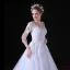 Chic / Belle Blanche Robe De Mariée 2018 Princesse En Dentelle Fleur V-Cou Manches Longues Chapel Train Mariage