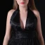 Sexy Black Evening Dresses  2018 A-Line / Princess V-Neck Halter Backless Sleeveless Court Train Formal Dresses