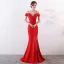 Chic / Belle Couleur Unie Ivoire Robe De Soirée 2019 Trompette / Sirène Bretelles Spaghetti Perlage Gland Sans Manches Dos Nu Fendue devant Longue Robe De Ceremonie