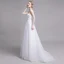 Simple Blanche Robe De Mariée 2019 Princesse Bustier En Dentelle Perle Fleur Sans Manches Dos Nu Train De Balayage