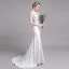 Chic / Beautiful White Wedding Dresses 2019 Trumpet / Mermaid V-Neck Lace Flower Sleeveless Backless Sweep Train