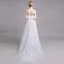Chic / Beautiful White Beach Wedding Dresses 2019 A-Line / Princess Off-The-Shoulder Lace Flower Short Sleeve Backless Floor-Length / Long