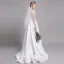 Edles Weiß Strand Brautkleider / Hochzeitskleider 2019 A Linie Rundhalsausschnitt Perle Spitze Blumen Ärmellos Rückenfreies Sweep / Pinsel Zug