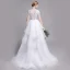Haut de Gamme Blanche Robe De Mariée 2019 Princesse Encolure Dégagée Fait main Perlage Perle En Dentelle Fleur Paillettes Manches Courtes Volants en Cascade Tribunal Train