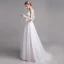 Chic / Belle Champagne Plage Robe De Mariée 2019 Princesse Bretelles Spaghetti En Dentelle Fleur Sans Manches Dos Nu Train De Balayage