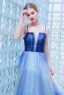 Modern / Fashion Ocean Blue Evening Dresses  2019 A-Line / Princess Spaghetti Straps Star Sequins Sleeveless Backless Floor-Length / Long Formal Dresses