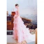 Chic / Belle Rose Bonbon Robe De Soirée 2019 Princesse Bretelles Spaghetti Sans Manches Dos Nu Volants en Cascade Longue Robe De Ceremonie