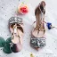 Modern / Fashion Nude Evening Party Womens Shoes 2019 Leather Rhinestone T-Strap 8 cm Stiletto Heels Pointed Toe High Heels