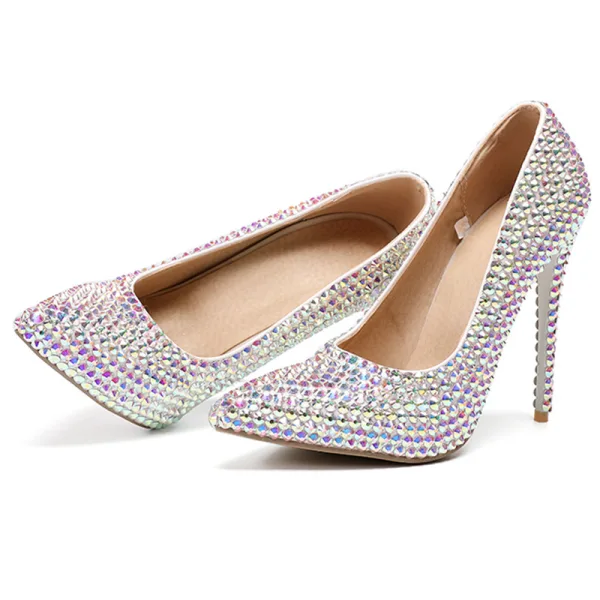 Charmant Multi-Kleuren Bruidsschoenen 2019 Rhinestone 11 cm Naaldhakken / Stiletto Spitse Neus Huwelijk Pumps