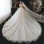Charming Fashion Champagne Beading Sequins Wedding Dresses 2021 Ball Gown Scoop Neck Appliques Short Sleeve Backless Royal Train Wedding