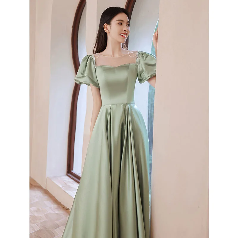 Simple Sage Green Satin Classy Prom Dress Sexy Classy Evening Dress