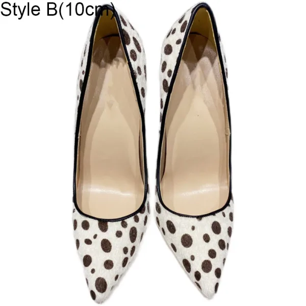 Mode Weiß Strassenmode Geflecktes Pumps 2021 Leder 12 cm Stilettos Spitzschuh Pumps Hochhackige