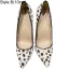 Mode Weiß Strassenmode Geflecktes Pumps 2021 Leder 12 cm Stilettos Spitzschuh Pumps Hochhackige