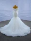 High-end White Wedding Dresses 2021 Trumpet / Mermaid Off-The-Shoulder Lace Flower Long Sleeve Backless Court Train Wedding