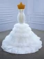 High End Weiß Perlenstickerei Spitze Blumen Brautkleider / Hochzeitskleider 2021 Meerjungfrau Bandeau Ärmellos Rückenfreies Hof-Schleppe Hochzeit