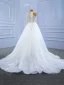 High End Glitzernden Weiß Brautkleider / Hochzeitskleider 2021 Meerjungfrau Perlenstickerei Stehkragen Perle Pailletten Lange Ärmel Rückenfreies Hof-Schleppe Hochzeit