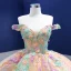 Flower Fairy Chic / Beautiful Champagne Pearl Lace Flower Prom Dresses 2021 Ball Gown Off-The-Shoulder Sleeveless Backless Floor-Length / Long Formal Dresses