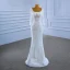 Scintillantes Haut de Gamme Blanche Perlage Perle Paillettes Robe De Mariée 2021 Trompette / Sirène U-Cou Manches Longues Dos Nu Longue Mariage