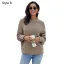 Comfortable Fall Winter Orange Casual Knitting Sweaters 2021 Cotton Loose High Neck Long Sleeve Women Tops