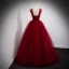 Chic / Beautiful Burgundy Prom Dresses 2021 Ball Gown Square Neckline Sleeveless Backless Floor-Length / Long Formal Dresses