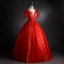 Chic / Belle Rouge Robe De Bal 2021 Robe Boule Encolure Dégagée Perlage Paillettes Manches Courtes Dos Nu Ceinture Longue Robe De Ceremonie