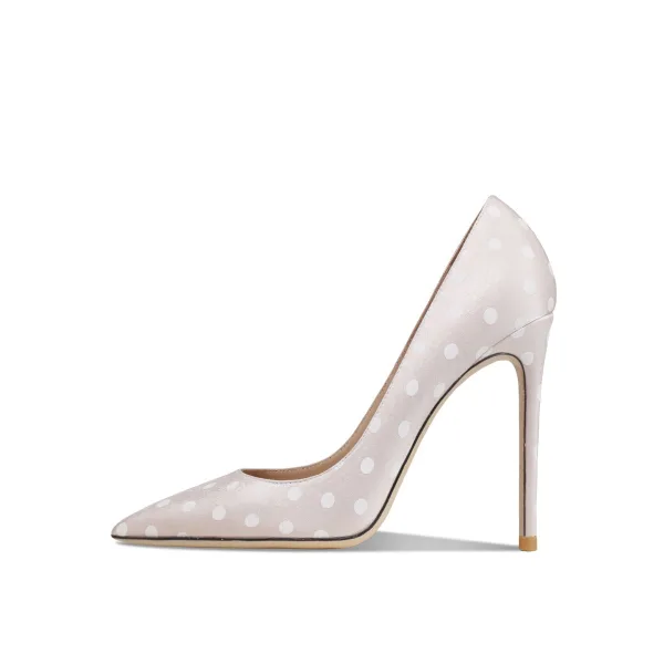 Mode Aprikos / Beige Afton Bal Satin Pumps 2021 Prickig 10 cm Stilettklackar Spetsiga Pumps Högklackade