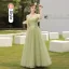 Simple Vert Cendré Robe Demoiselle D'honneur 2021 Princesse Paillettes Manches Courtes Dos Nu Longue Robe Demoiselle D'honneur