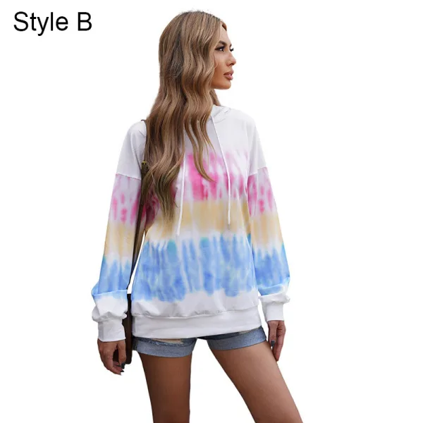 Fashion Tie-dye Fall Winter Multi-Colors Street Wear Sweatshirts 2021 Hooded Loose Long Sleeve Women's Tops