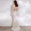 Scintillantes Sexy Argenté Perlage Paillettes Plumes Robe De Soirée 2021 Trompette / Sirène Bretelles Spaghetti Sans Manches Dos Nu Longue Soirée Robe De Ceremonie