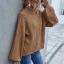 Comfortable Casual Fall Winter Brown Knitting Sweaters 2021 High Neck Long Sleeve Loose Women Tops