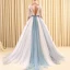 Chic / Belle Robe De Bal 2017 1/2 Manches Perlage Volants Tulle Ceinture Dos Nu Chapel Train Robe De Ceremonie