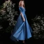 Vintage / Retro Royal Blue Satin Prom Dresses 2021 A-Line / Princess V-Neck Puffy Short Sleeve Backless Floor-Length / Long Prom Formal Dresses