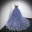 Charmant Himmelblau Fallende Rüsche Ballkleider 2021 A Linie Spaghettiträger Perlenstickerei Strass Pailletten Ärmellos Rückenfreies Sweep / Pinsel Zug Ball Festliche Kleider