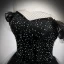 Charmant Noire Paillettes Robe De Bal 2021 Princesse De l'épaule Manches Courtes Dos Nu Longue Promo Robe De Ceremonie