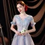 Charmant Bleu Ciel Appliques Robe De Bal 2021 Princesse Encolure Dégagée Perlage Paillettes En Dentelle Fleur Manches de cloche Dos Nu Longue Robe De Ceremonie