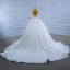 High End Weiß Glanz Perlenstickerei Pailletten Brautkleider / Hochzeitskleider 2021 Ballkleid Eckiger Ausschnitt Ärmellos Rückenfreies Kathedrale Schleppe Hochzeit