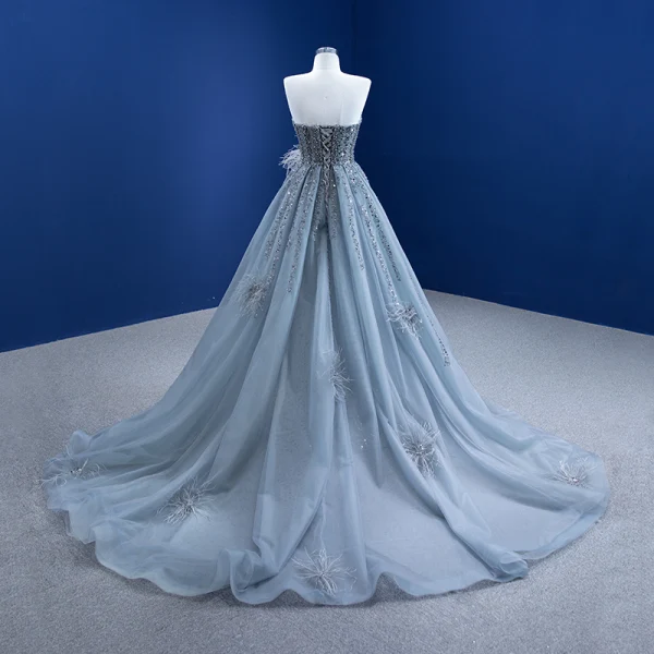 Sexy Gris Robe De Soirée 2021 Trompette / Sirène Bustier Perlage Perle Paillettes Gland Sans Manches Dos Nu Fendue devant Tribunal Train Soirée Robe De Ceremonie