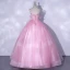 Schöne Pink Ballkleider 2021 Ballkleid Spaghettiträger Ärmellos Rückenfreies Schleife Lange Ball Festliche Kleider