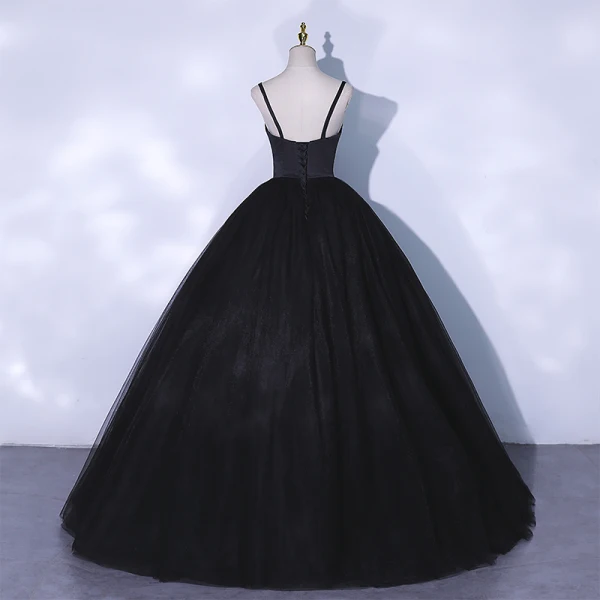 Chic / Belle Noire Robe De Bal 2021 Bretelles Spaghetti Sans Manches Dos Nu Longue Robe De Ceremonie