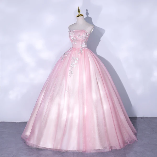 Sexy Pink Ballkleider 2021 Ballkleid Bandeau Ärmellos Rückenfreies Lange Festliche Kleider