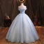 Élégant Bleu Ciel Robe De Bal 2021 Robe Boule De l'épaule Paillettes En Dentelle Fleur Appliques Sans Manches Dos Nu Longue Robe De Ceremonie
