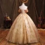Charming Champagne Beading Pearl Sequins Prom Dresses 2021 Ball Gown Strapless Sleeveless Backless Floor-Length / Long Formal Dresses