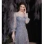 Sparkly Sky Blue Beading Sequins Evening Dresses 2021 A-Line / Princess Scoop Neck 3/4 Sleeve Evening Party Floor-Length / Long Formal Dresses