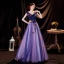 Fée Des Fleurs Bleu Marine Robe De Bal 2021 Princesse V-Cou Appliques En Dentelle Fleur Sans Manches Dos Nu Longue Robe De Ceremonie