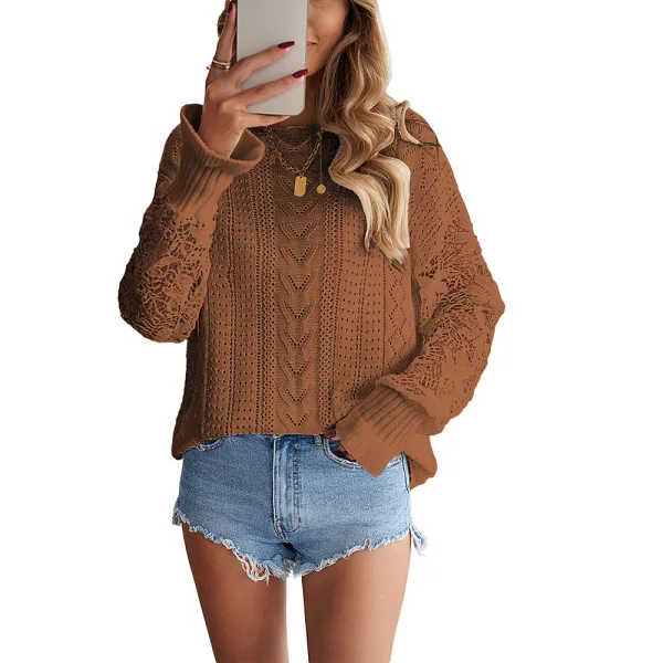 Chic / Beautiful Casual Fall Winter White Knitting Sweatshirts 2021 Scoop Neck Long Sleeve Cotton Loose Women Tops