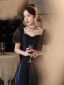 Charming Black Evening Dresses 2021 A-Line / Princess Square Neckline Puffy Short Sleeve Backless Floor-Length / Long Evening Party Formal Dresses